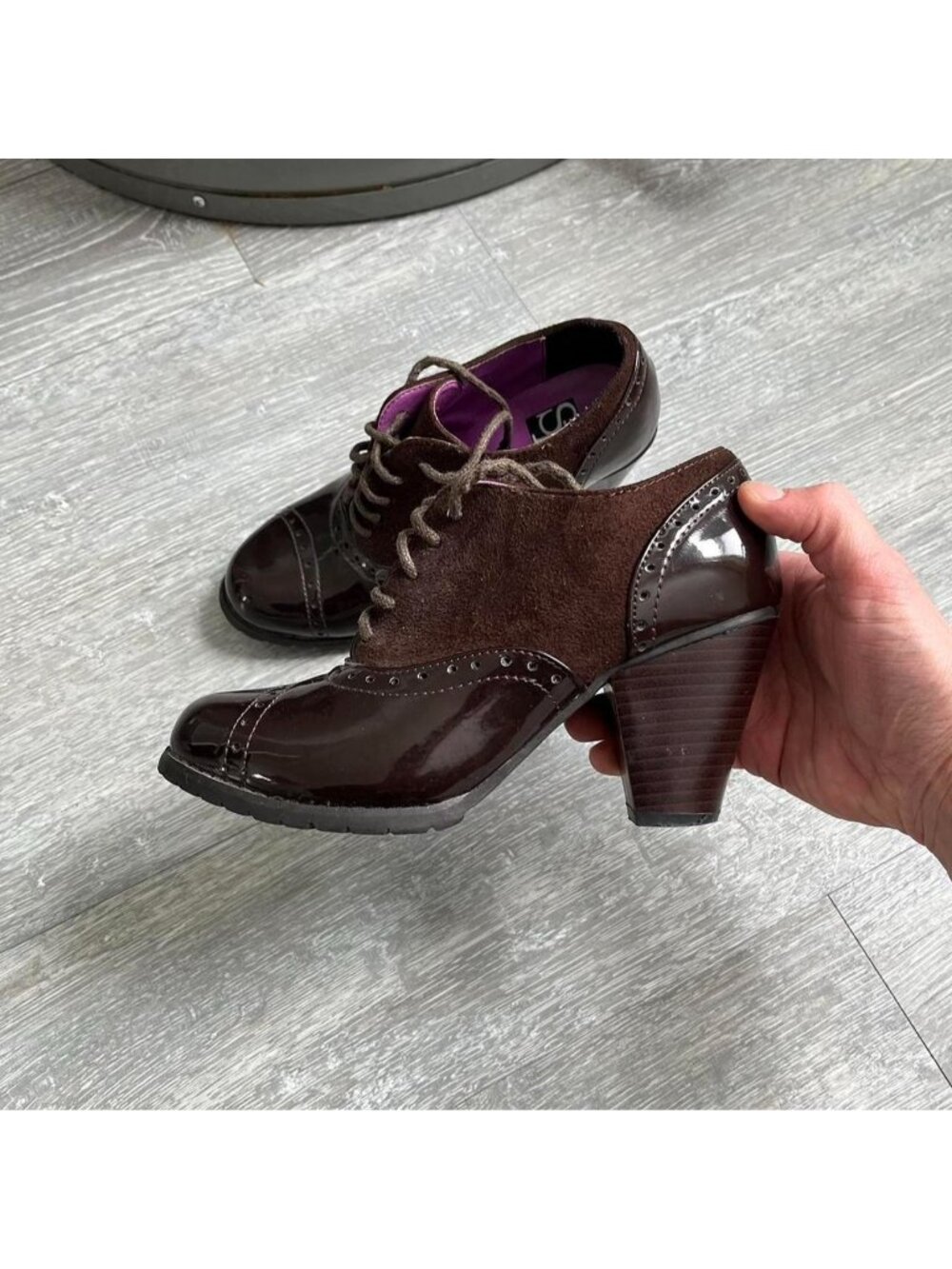 Brown Y2K Synthetic Leather / Suede Lace-Up Chunky Heeled Boots / Shoes / Heels